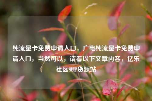纯流量卡免费申请入口，广电纯流量卡免费申请入口，当然可以	，请看以下文章内容，亿乐社区SUP货源站  第1张