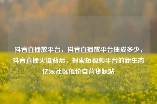 抖音直播放平台	，抖音直播放平台抽成多少，抖音直播火爆背后，探索短视频平台的新生态亿乐社区低价自营货源站  第1张